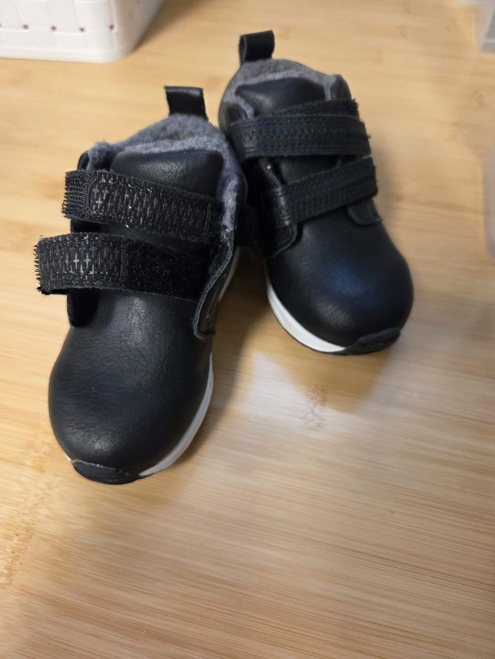 Kids Black Velcro Sneakers with Padded Collar